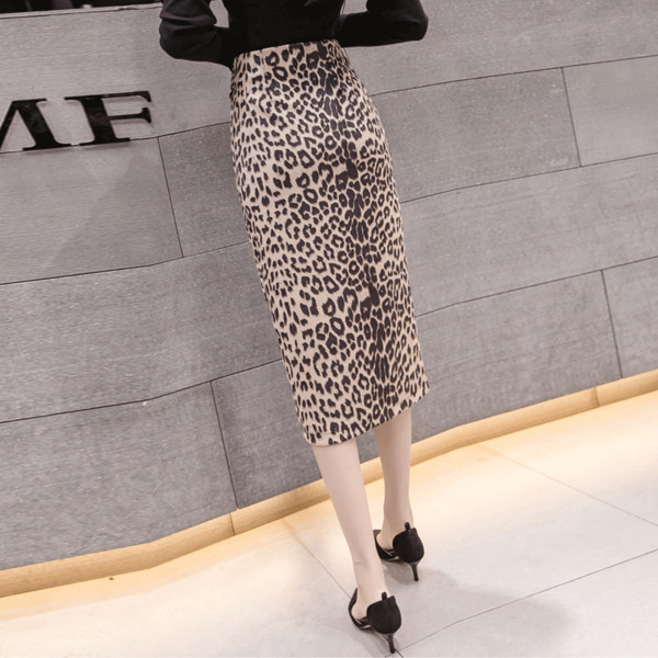 Fusta lungă de damă modernă cu model animal și talie înaltă