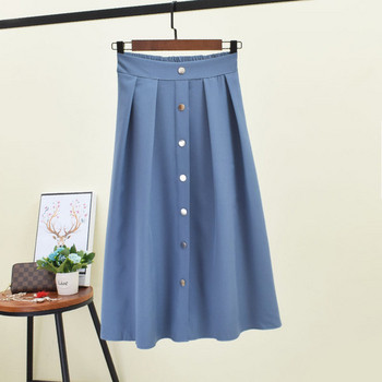 Fusta de dama cu nasturi si talie inalta in mai multe culori