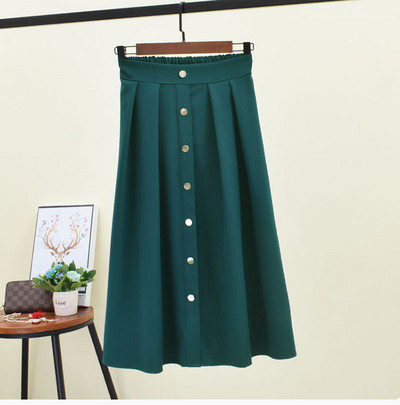 Fusta de dama cu nasturi si talie inalta in mai multe culori
