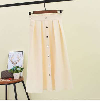 Fusta de dama cu nasturi si talie inalta in mai multe culori