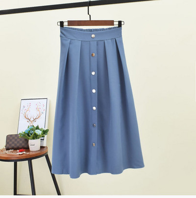 Fusta de dama cu nasturi si talie inalta in mai multe culori