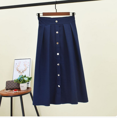 Fusta de dama cu nasturi si talie inalta in mai multe culori