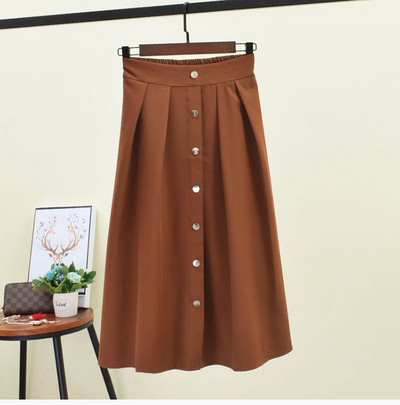 Fusta de dama cu nasturi si talie inalta in mai multe culori