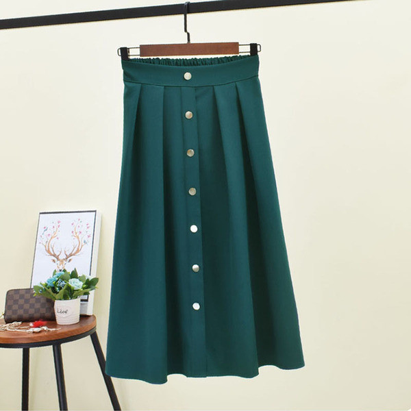 Fusta de dama cu nasturi si talie inalta in mai multe culori