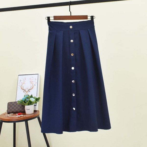 Fusta de dama cu nasturi si talie inalta in mai multe culori