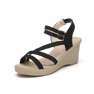 Sandale de damă cu platformă în alb și negru