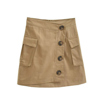 Fusta dama sport-casual cu nasturi in mai multe culori