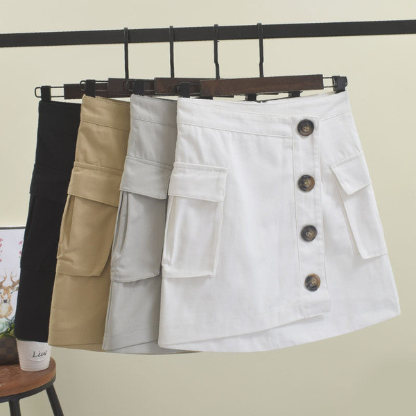 Fusta dama sport-casual cu nasturi in mai multe culori