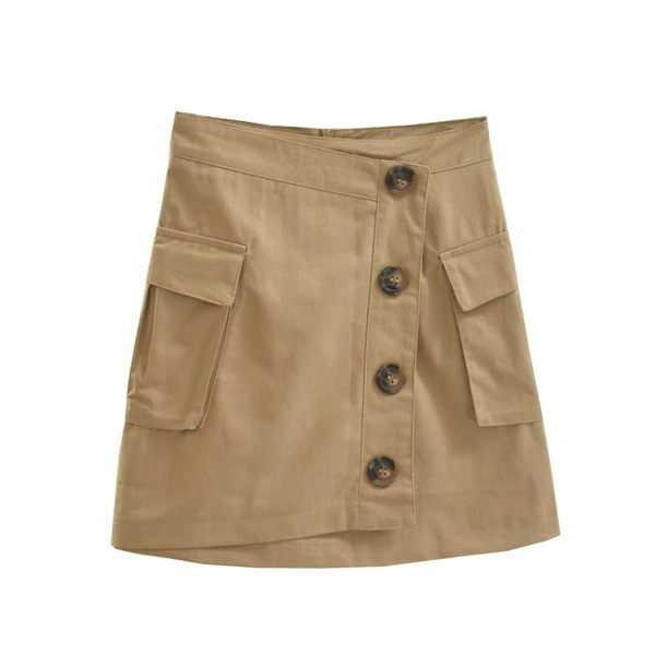 Fusta dama sport-casual cu nasturi in mai multe culori