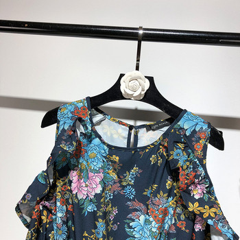 Rochie lunga cu bretele late cu model floral