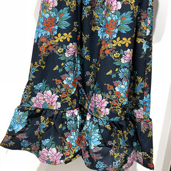 Rochie lunga cu bretele late cu model floral