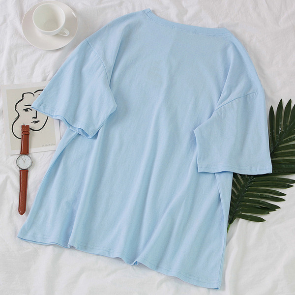 Tricou casual dama cu imprimeu alb si albastru