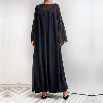 Rochie lungă de damă casual, cu mâneci lungi, de culoare neagră