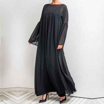 Rochie lungă de damă casual, cu mâneci lungi, de culoare neagră