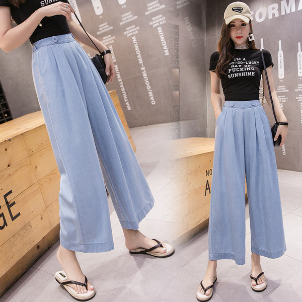 Pantaloni casual dama in model albastru-lat