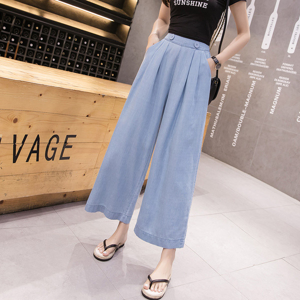 Pantaloni casual dama in model albastru-lat