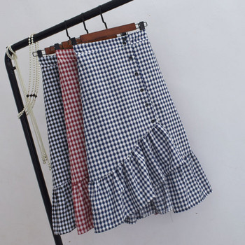 Fusta dama in carouri model asimetric in trei culori