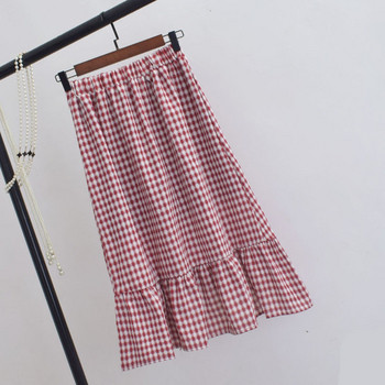 Fusta dama in carouri model asimetric in trei culori