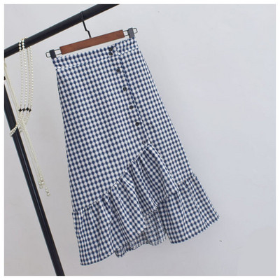 Fusta dama in carouri model asimetric in trei culori