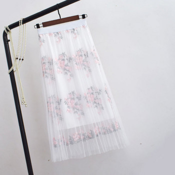 Fusta dama cu dantela si broderie colorata