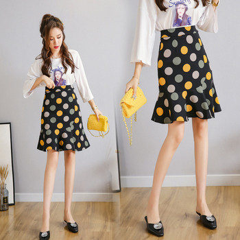 Fusta de dama eleganta cu buline in doua culori