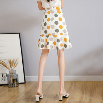 Fusta de dama eleganta cu buline in doua culori