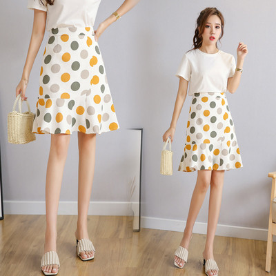 Fusta de dama eleganta cu buline in doua culori