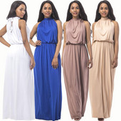 Rochie lunga de dama cu talie elastica in diferite culori