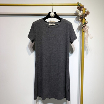 Rochie casual cu decolteu oval si maneci scurte - model uni