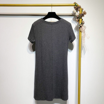 Rochie casual cu decolteu oval si maneci scurte - model uni