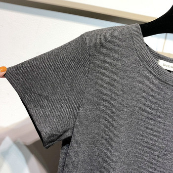 Rochie casual cu decolteu oval si maneci scurte - model uni