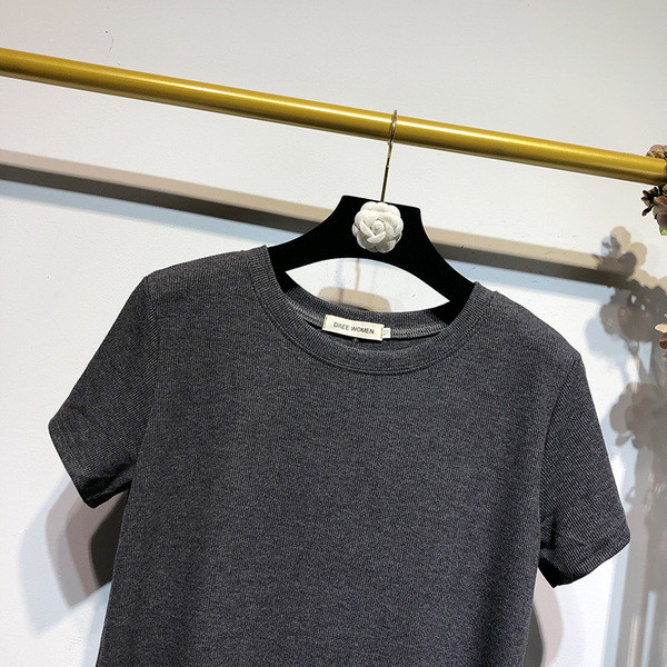 Rochie casual cu decolteu oval si maneci scurte - model uni