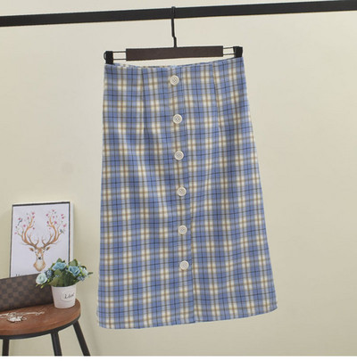 Fusta dama in carouri cu nasturi in mai multe culori