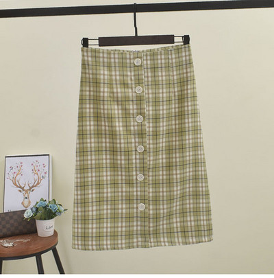 Fusta dama in carouri cu nasturi in mai multe culori