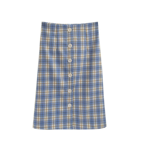 Fusta dama in carouri cu nasturi in mai multe culori