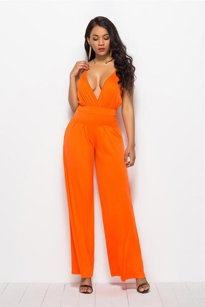 Salopetă lungă de damă modernă cu bretele subțiri