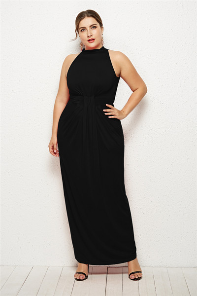 Rochie moderna de dama lunga cu decolteu O in mai multe culori