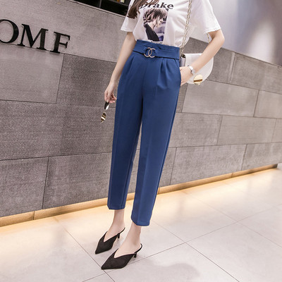 Pantaloni eleganti de dama cu talie inalta in doua culori