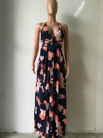 Rochie lungă de damă casual, cu spatele gol și decolteu adânc