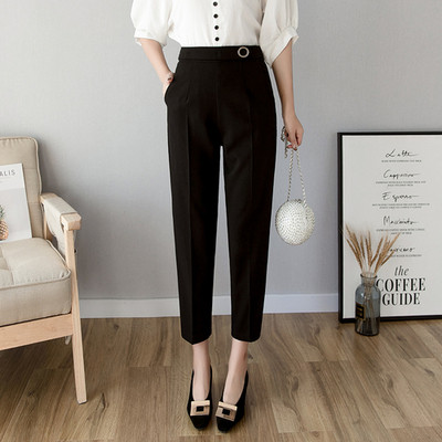 Pantaloni de dama la moda in doua culori cu talie inalta