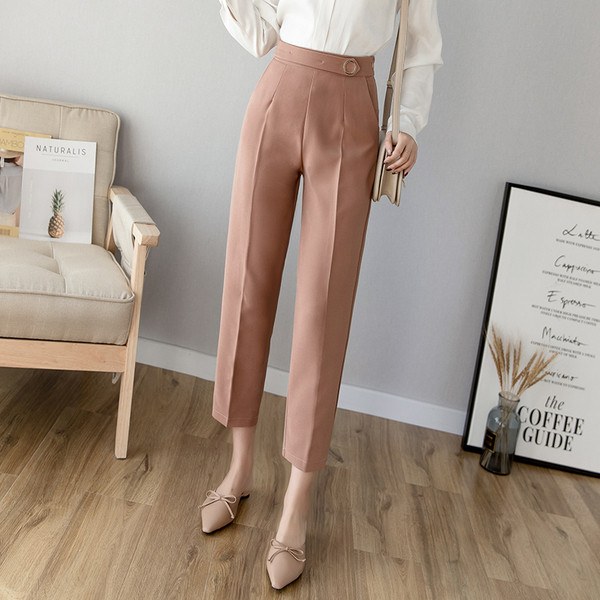 Pantaloni de dama la moda in doua culori cu talie inalta