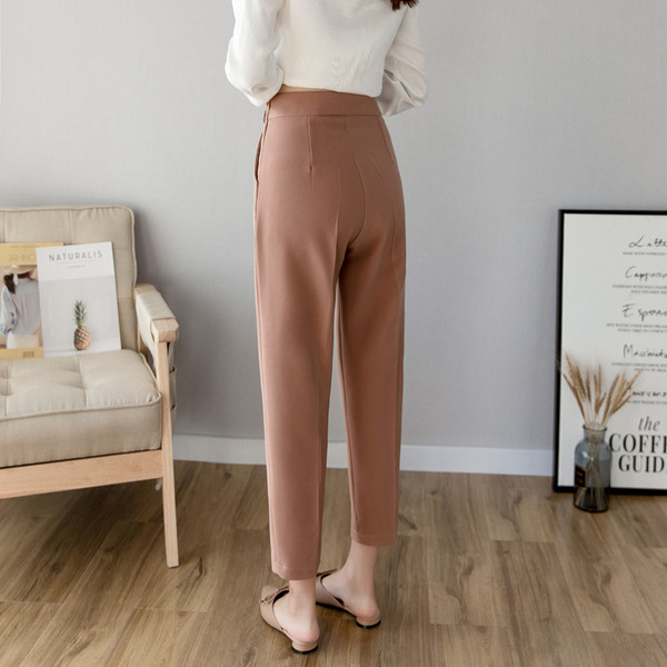 Pantaloni de dama la moda in doua culori cu talie inalta