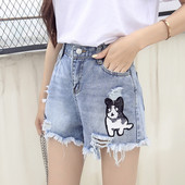 Pantaloni scurti dama marime mare cu paiete si motive rupte