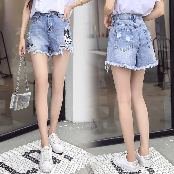 Pantaloni scurti dama marime mare cu paiete si motive rupte