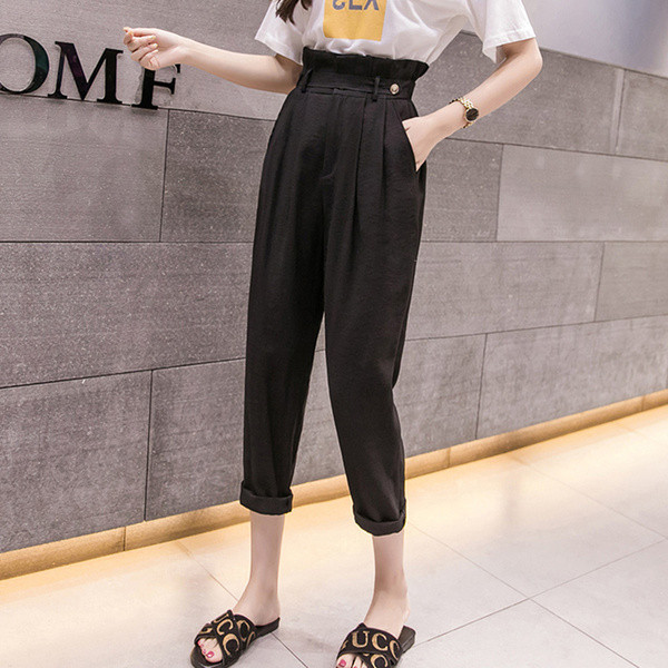 Pantaloni de dama de ultima generatie cu talie inalta in trei culori