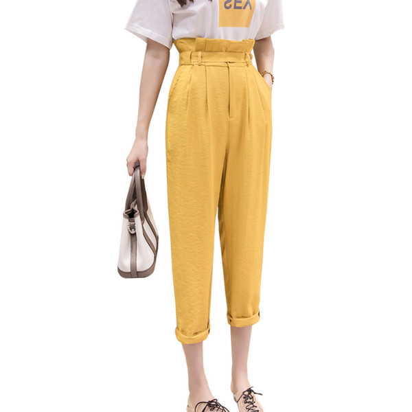 Pantaloni de dama de ultima generatie cu talie inalta in trei culori