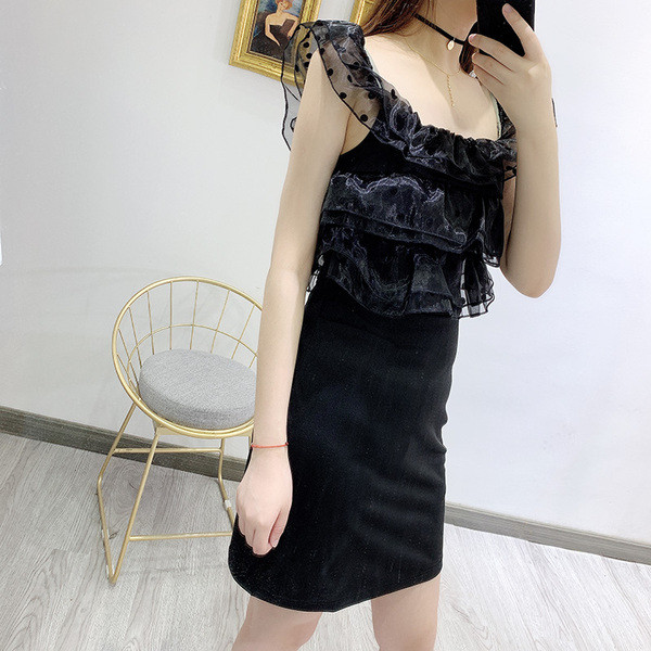 Rochie de dama eleganta cu tul de culoare neagra