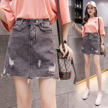 Fusta casual dama cu buzunare si motive rupte