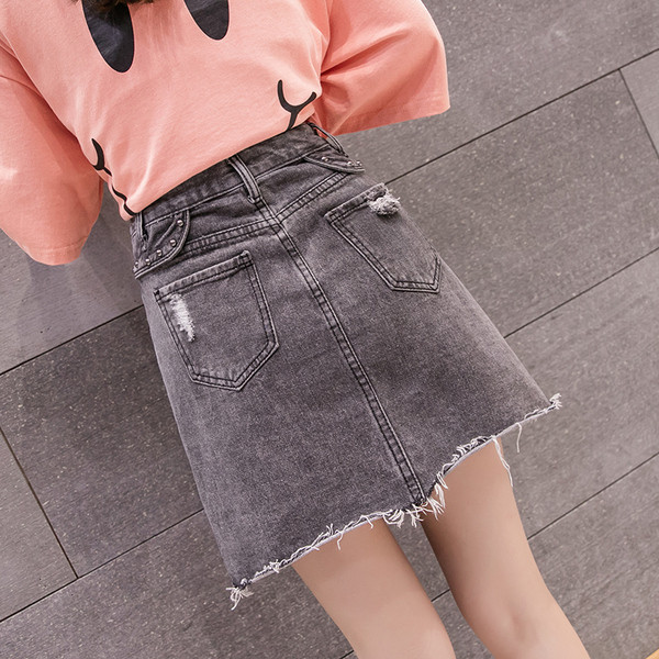 Fusta casual dama cu buzunare si motive rupte