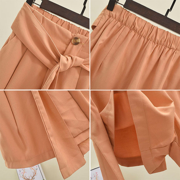 Pantaloni scurti de dama cu talie elastica inalta in mai multe culori